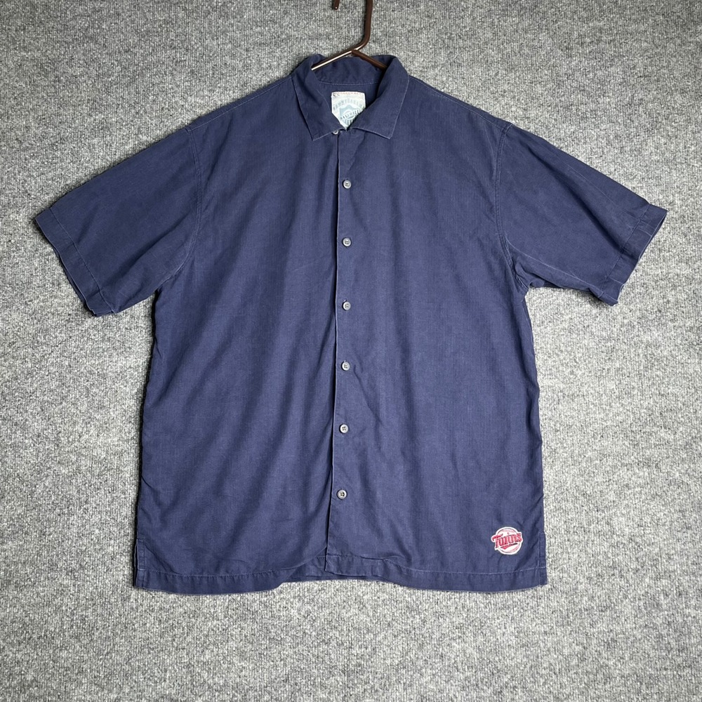 Tommy Bahama Baseball Minnesota Twins Silk Shirt Navy MLB Diamond Mens Large